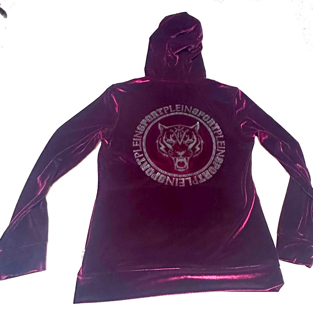 PLEIN SPORT  Red Velvet Hoodie Sweat Jacket TIGER